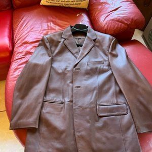 STAFFORD LAMBSKIN BROWN LEATHER MENS JACKET